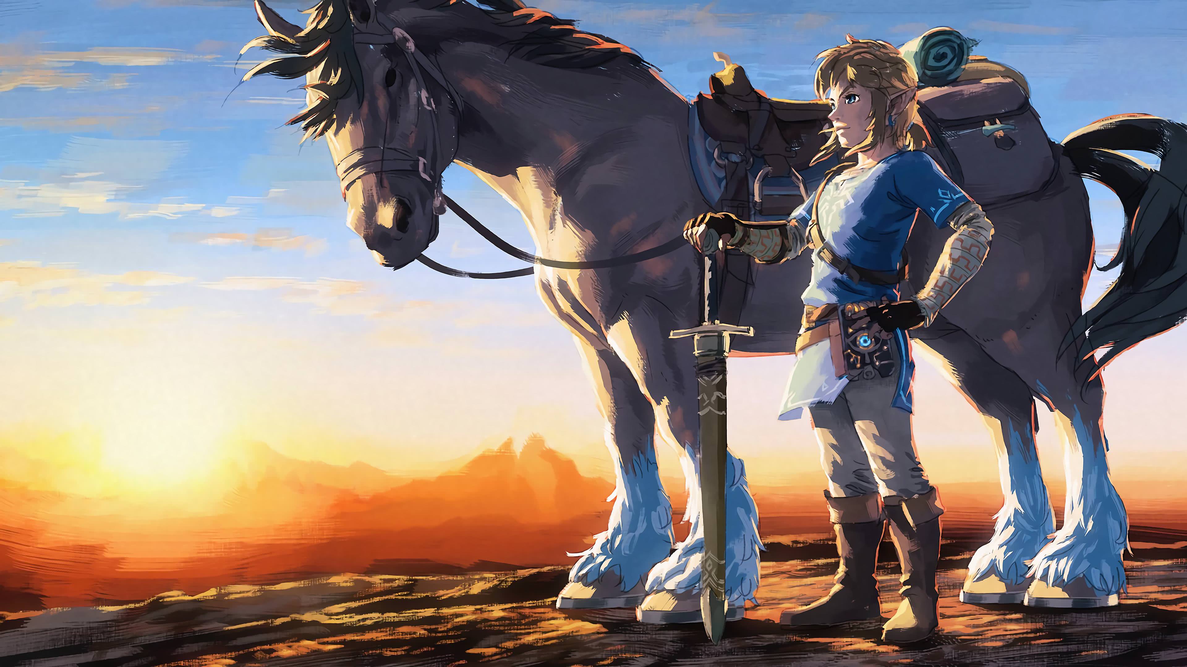 3840x2160 Legend Of Zelda Breath Of The Wild Link And Horse UHD 4K Wallpaper