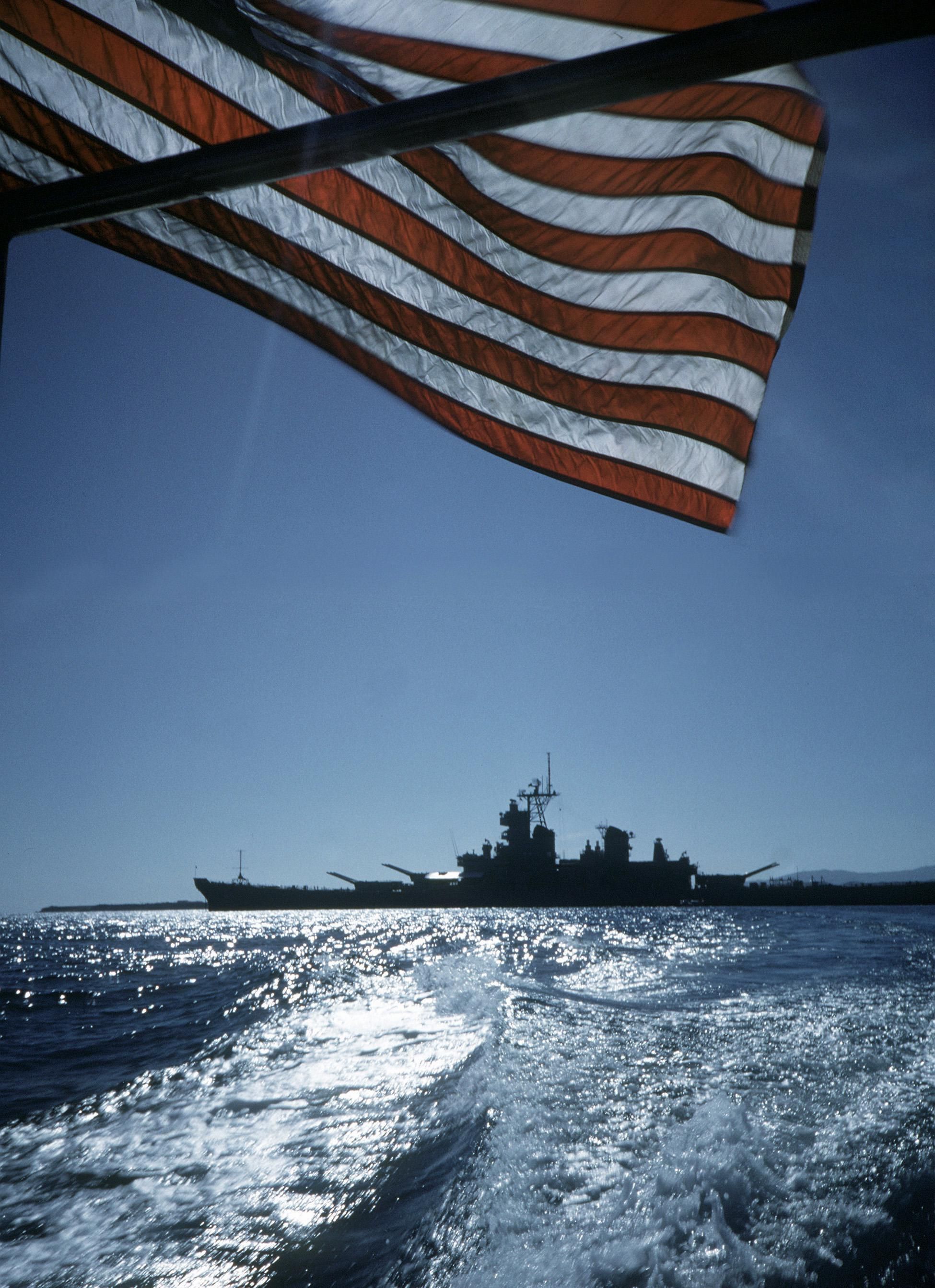 1950x2685 X 2685As Seen From A Departing Liberty Boat, The USS Wisconsin (BB 64) Lies At Anchor Near U.S. Naval Station, Guantanamo Bay, March 1990