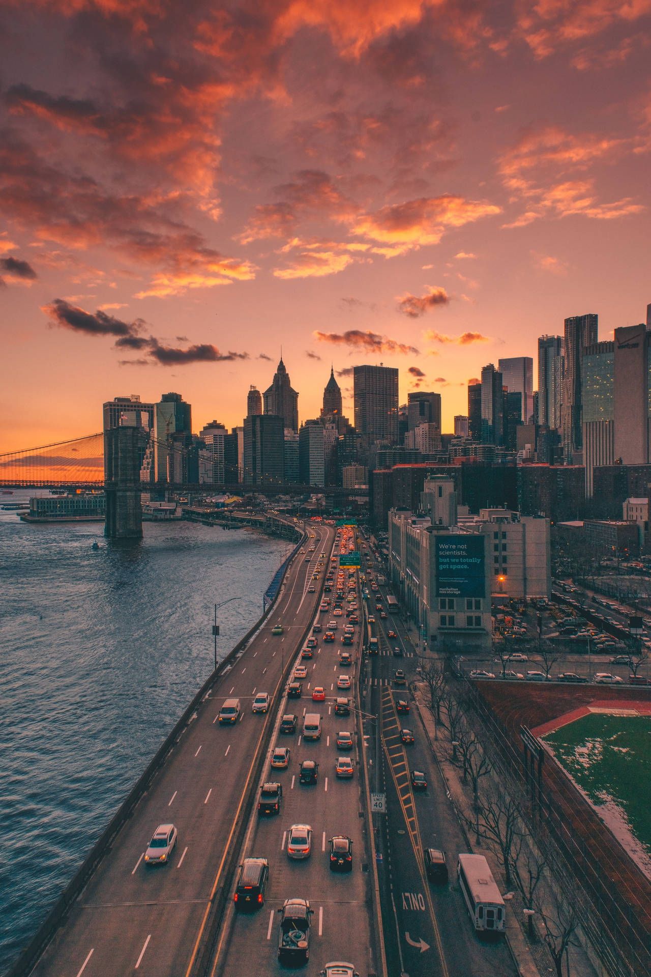 1280x1920 Download Aesthetic City With Road And Cars Wallpaper
