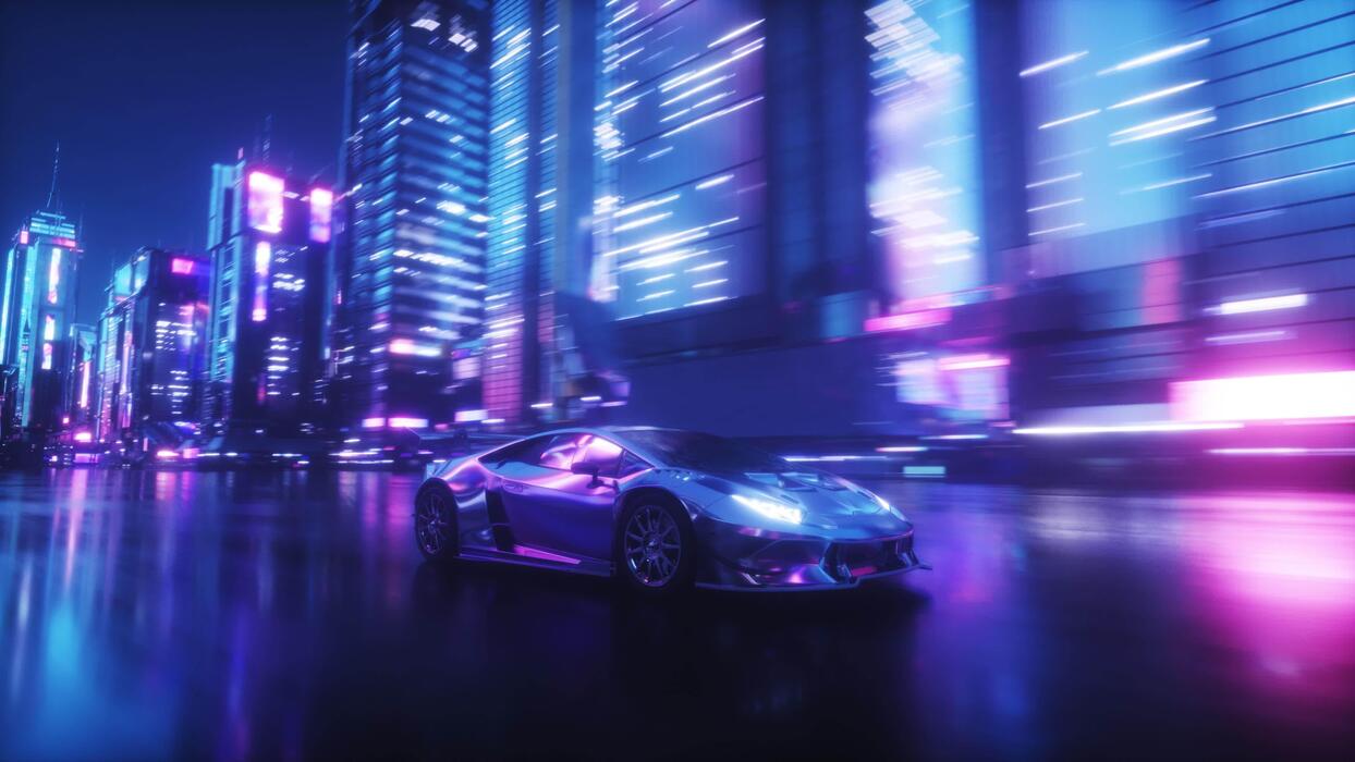 1244x700 Cyberpunk City And Sci Fi Car Loop