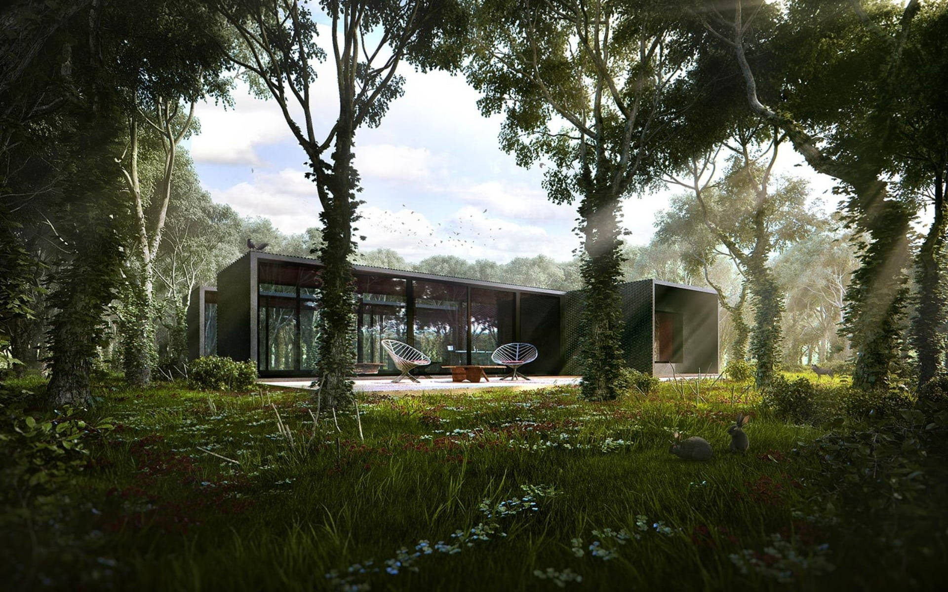 1920x1200 Download Modern House Middle Of Forest Wallpaper