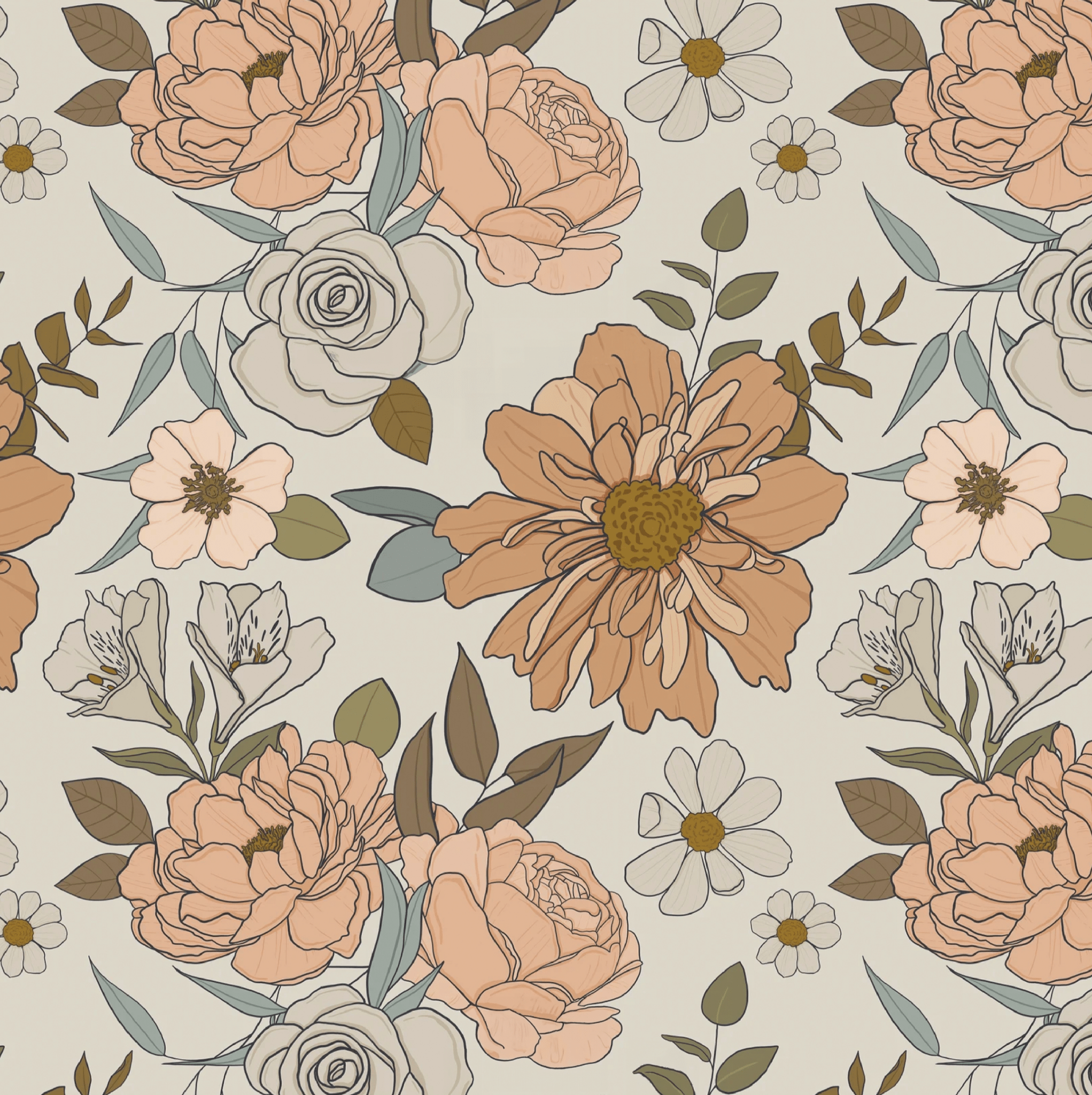 2043x2048 Ditsy Floral Peel and Stick Wallpaper 11W x 30H / Peel and Stick