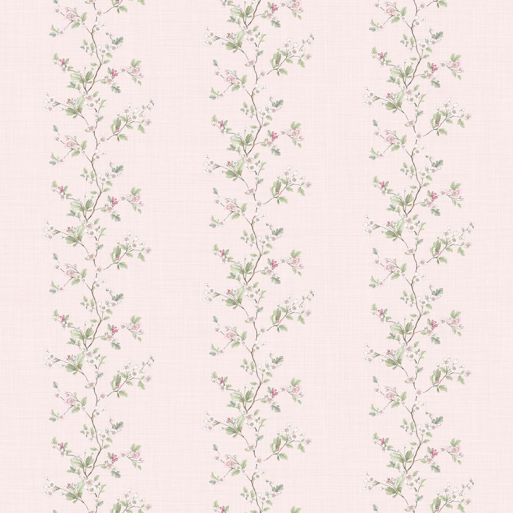 1000x1000 Ditsy Hawthorn Stripe Wallpaper in Soft Pink