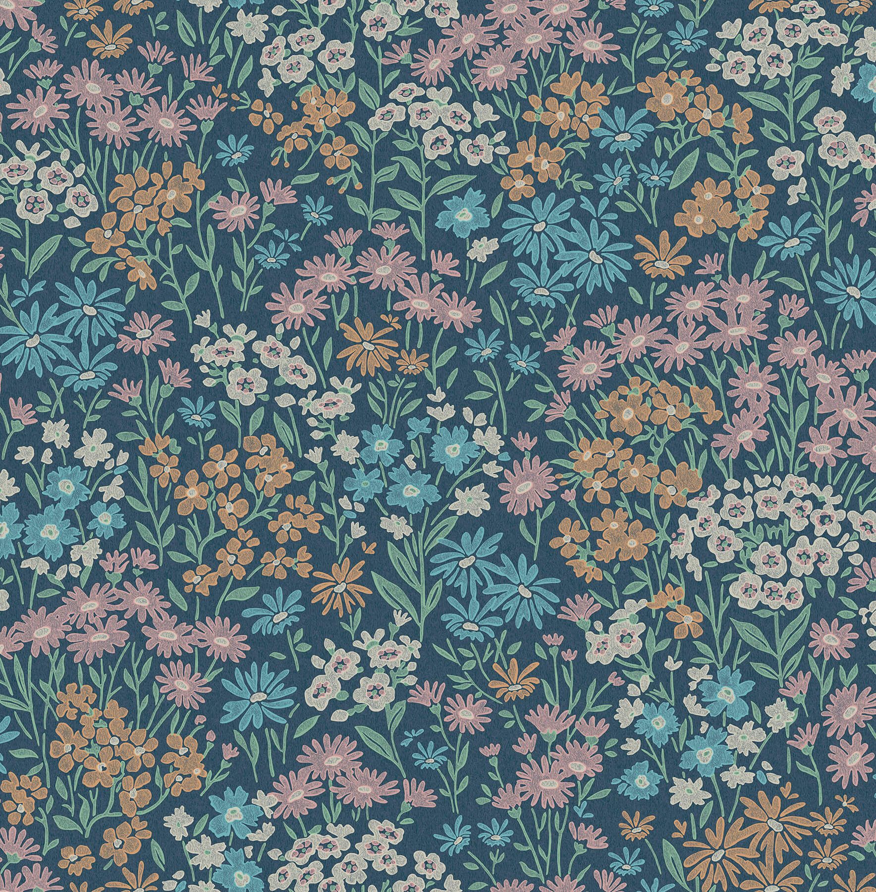 1768x1800 Advantage Blue Ditsy Dark Daisies Wallpaper