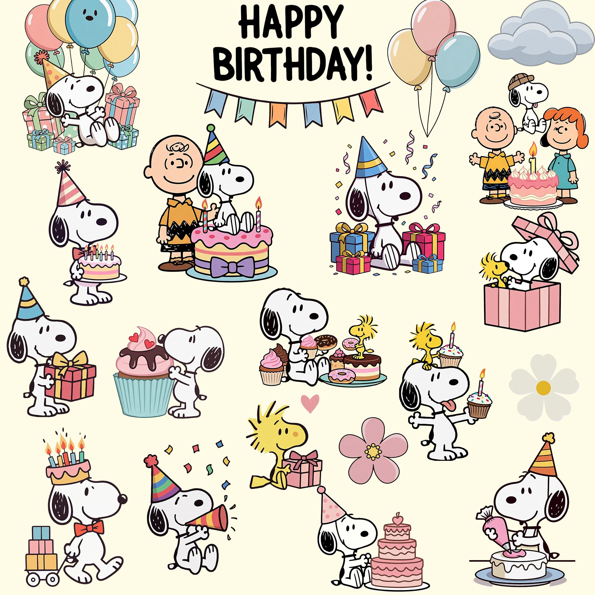 2000x2000 Snoopy Happy Birthday Svg
