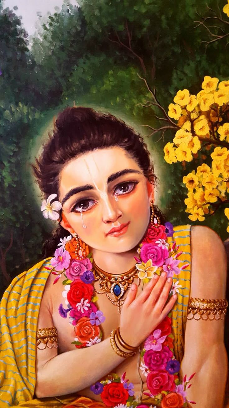 736x1309 Lord Gauranga in separation of Krishna. Oil on wood by Param Santim Das