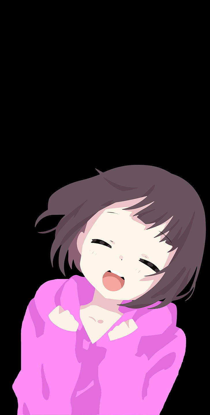 728x1437 HD wallpaper: anime, anime girls, amoled, dark, cute smile