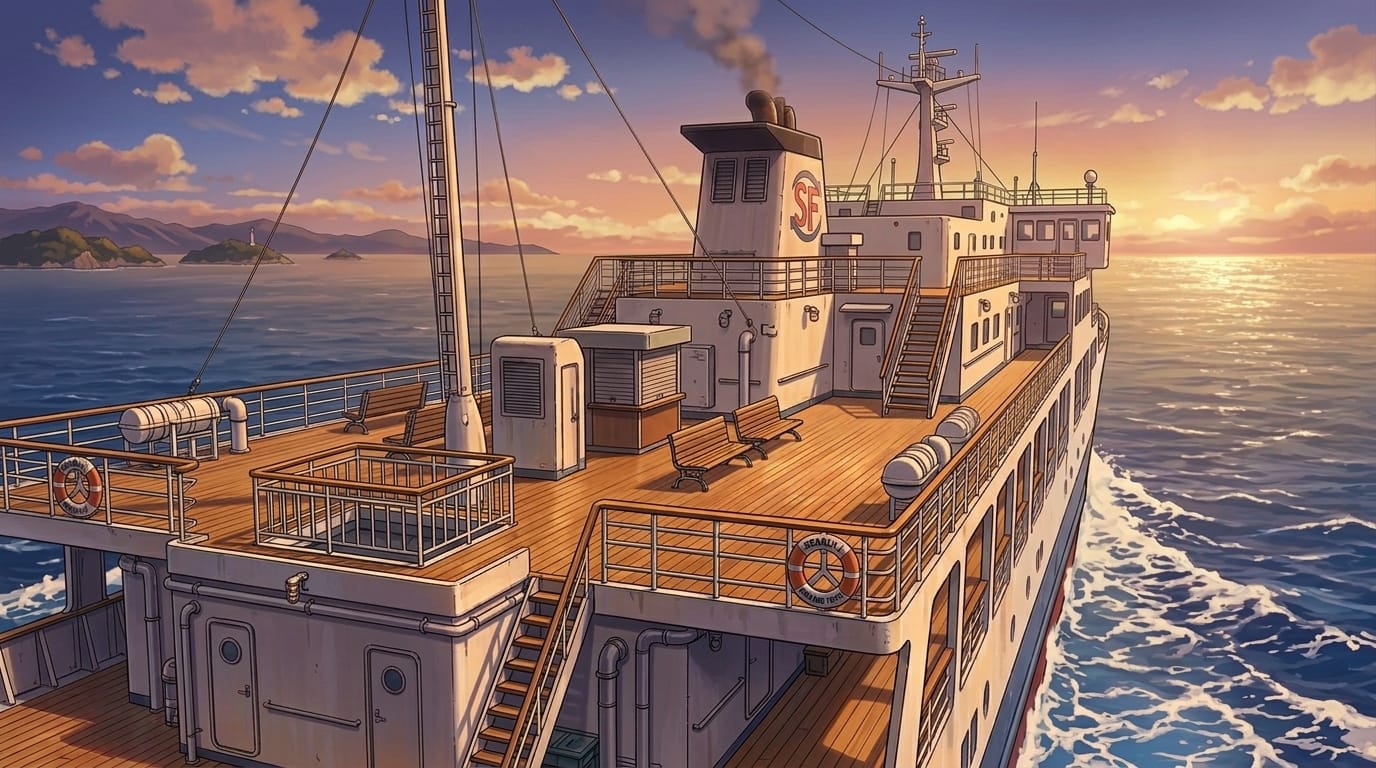 1376x768 Free Distribution Ship Deck Background Illustration / Wide Format