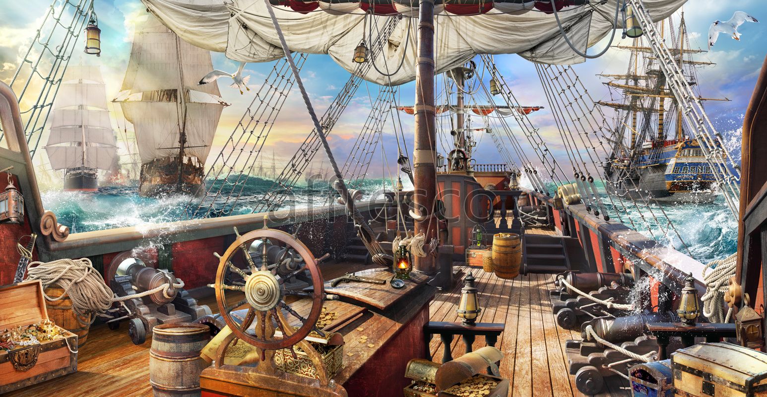 1546x800 Deck of a pirate ship. The best landscapes