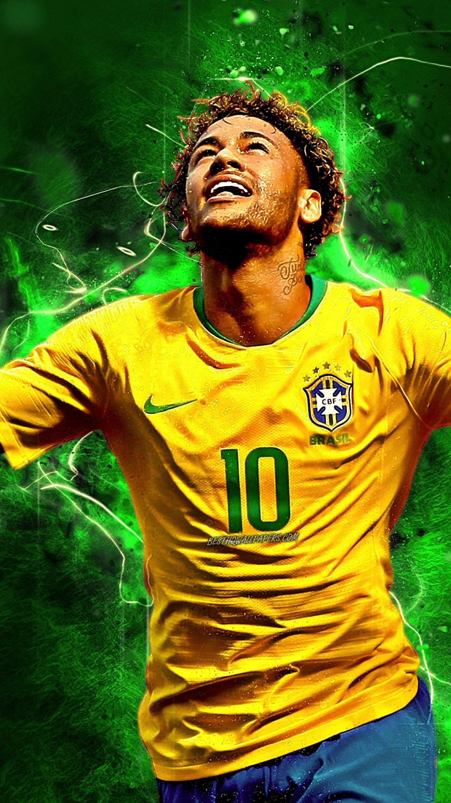 1440x2560 Neymar Wallpaper Brazil 2022 World Cup Neymar Jr, Brazil National Football Team, Portrait, Green Stone Background