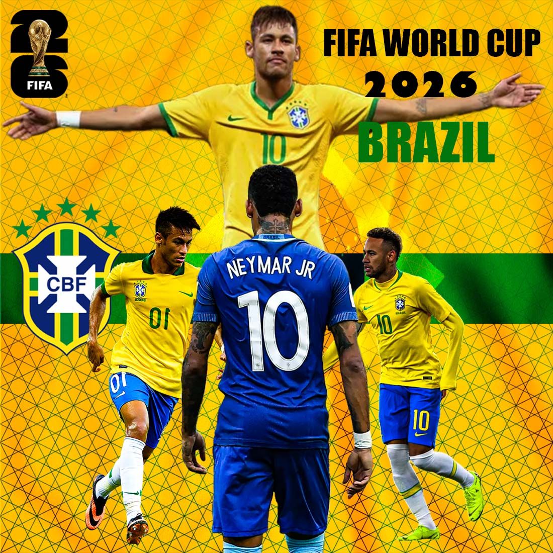 1100x1100 Neymar Jr. Hero of Brazil in FIFA World cup 2026