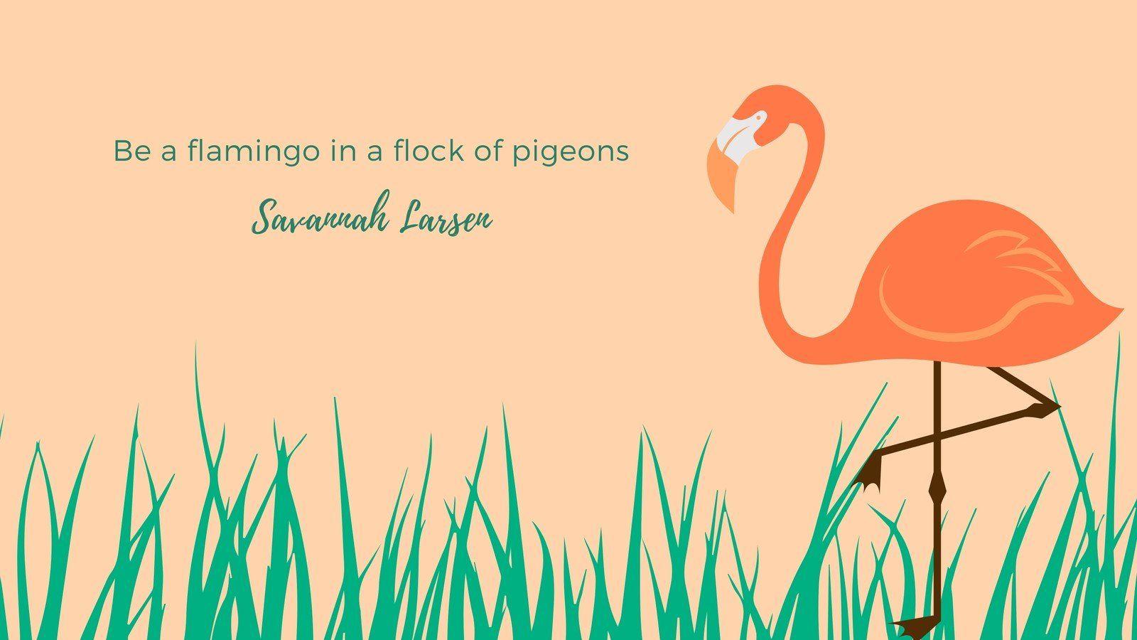 1600x900 Illustrated Peach Flamingo Peach Tropical Desktop Wallpaper