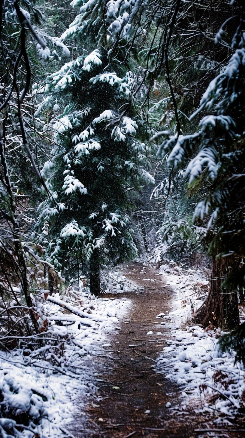 816x1456 Free Snowy Forest Path Image, Forest, Path