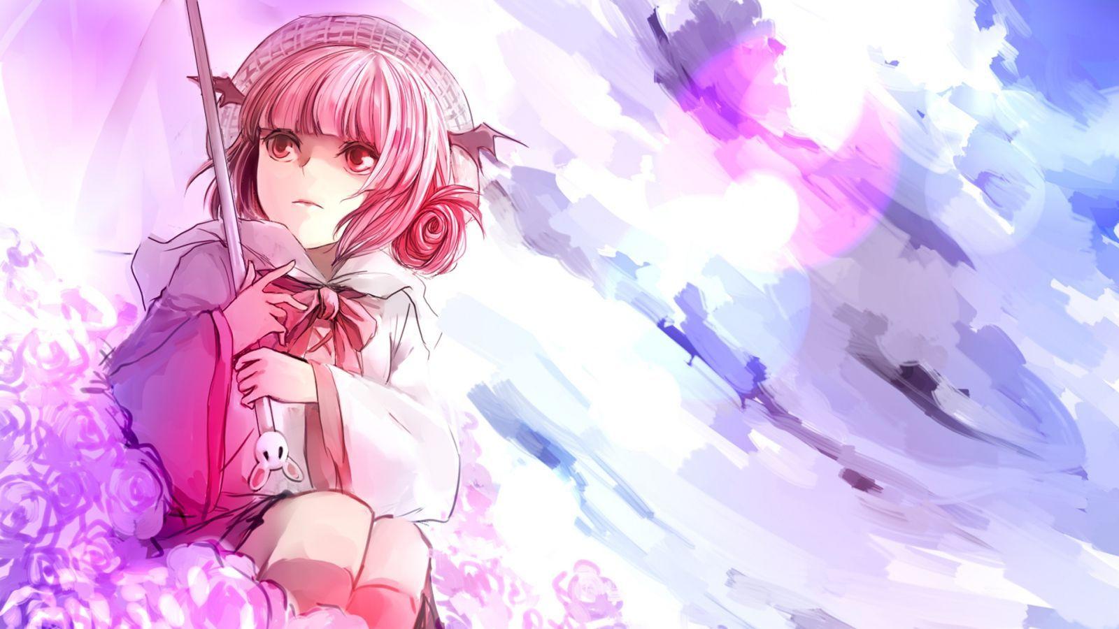1600x900 Pink And White Anime Wallpaper