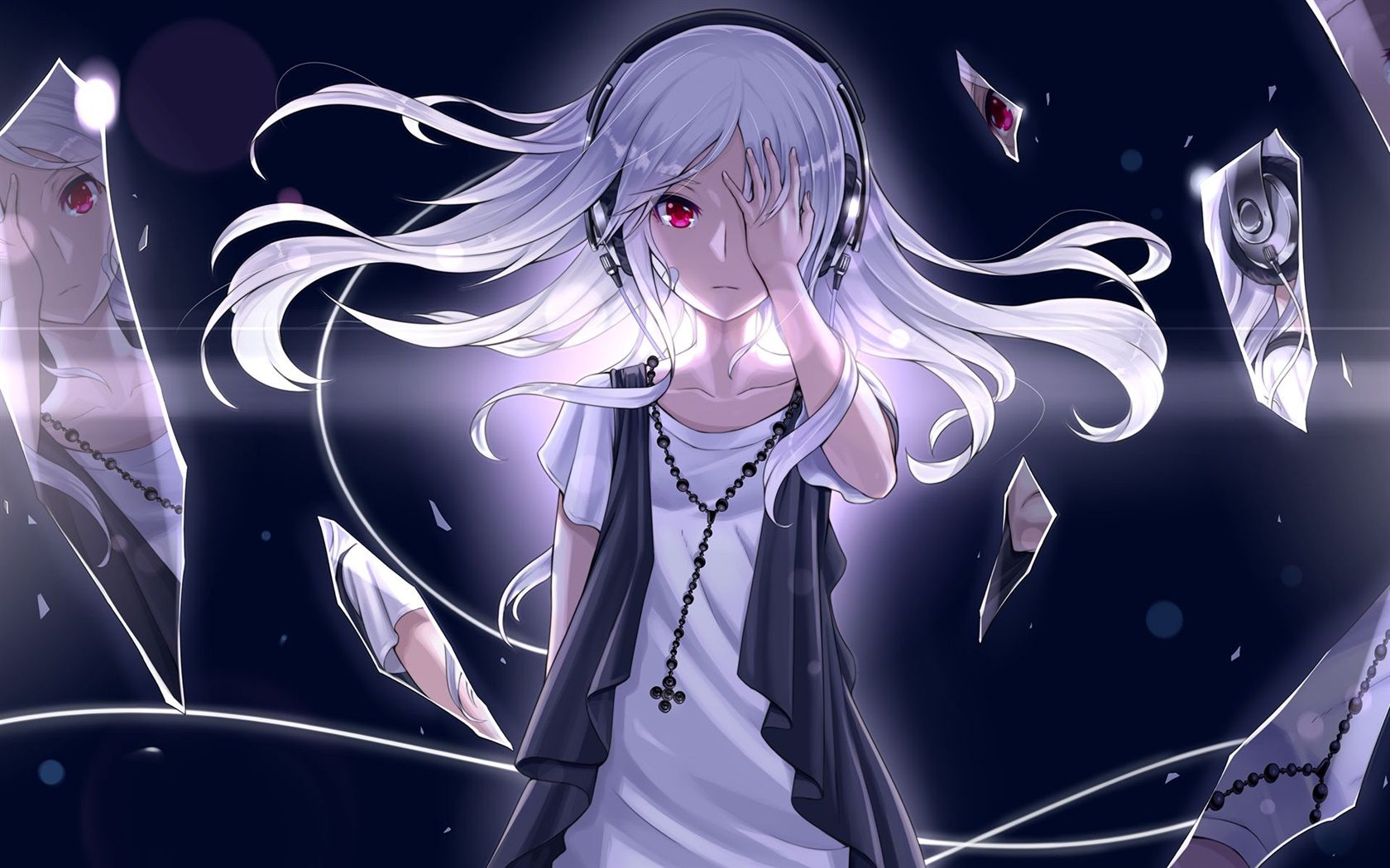 1680x1050 Wallpaper White hair anime girl, pink eyes 1920x1200 Picture, Image