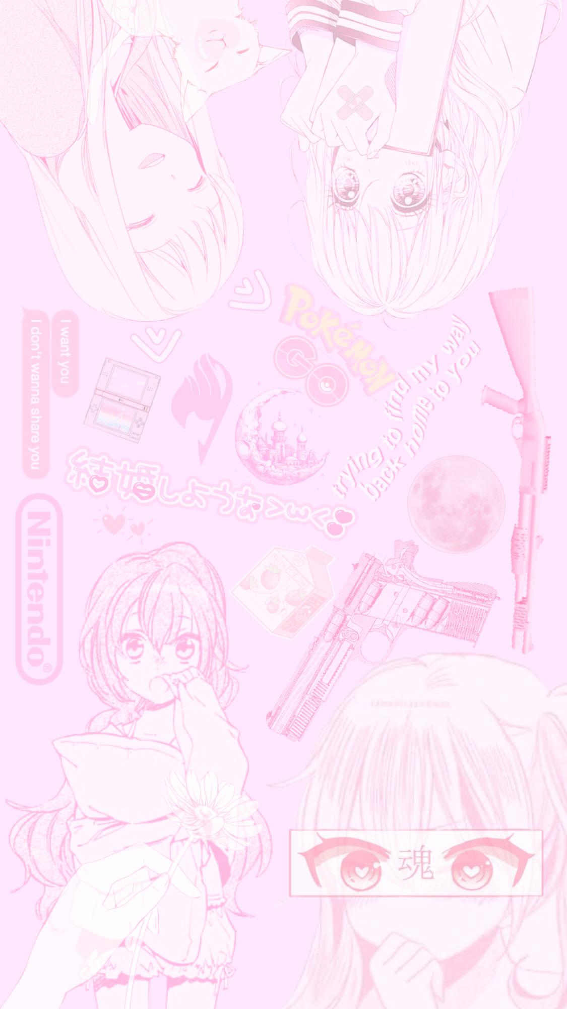 1125x2001 pastel pink anime aesthetic