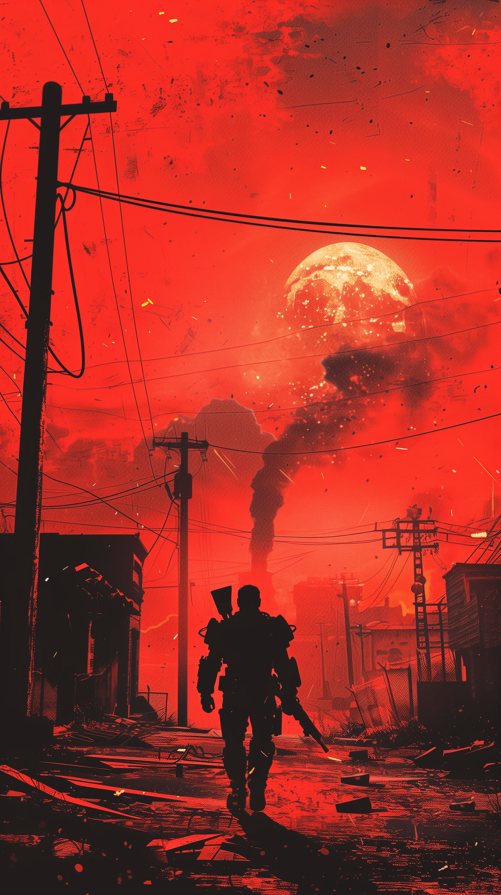 1632x2912 Fallout Apocalypse: Crimson Sky Wallpaper