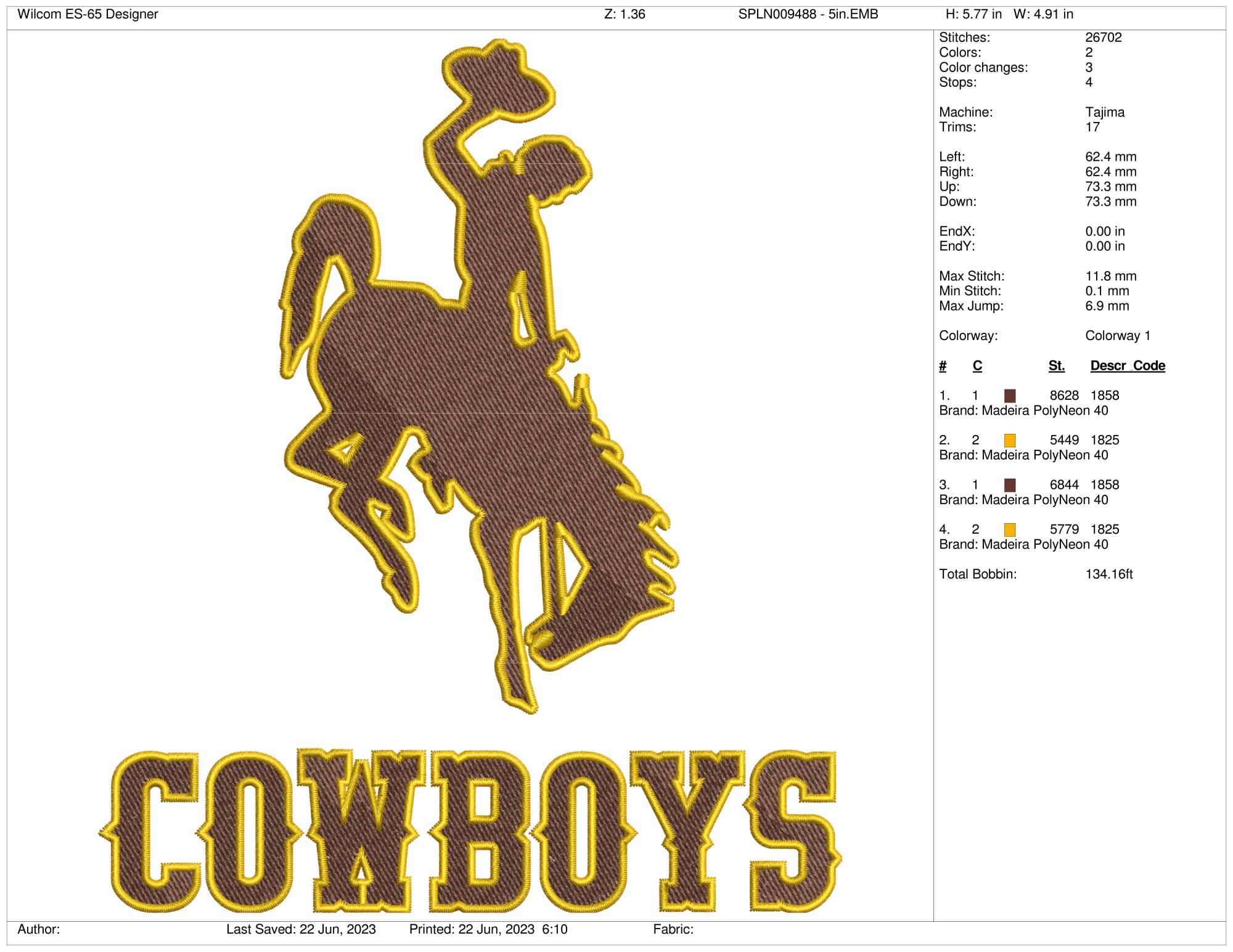 2000x1545 Wyoming Cowboys Logo (2013) Sports Embroidery Logo in 4 sizes & 8 formats