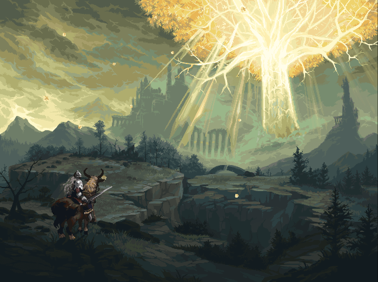 1280x955 Pixel art Elden Ring title screen