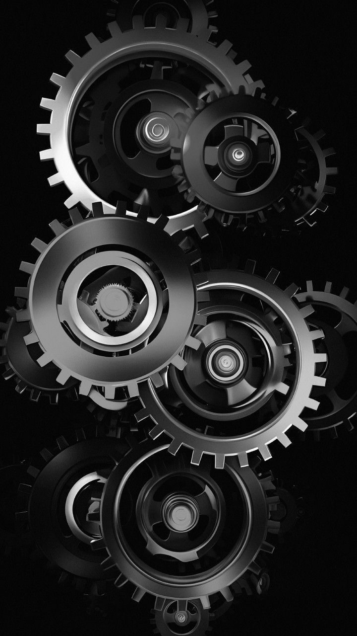 720x1280 Dark and Mysterious Gear Wallpaper. Black and white gears illustration, Industrial gear art, Mechanical engineering inspiration