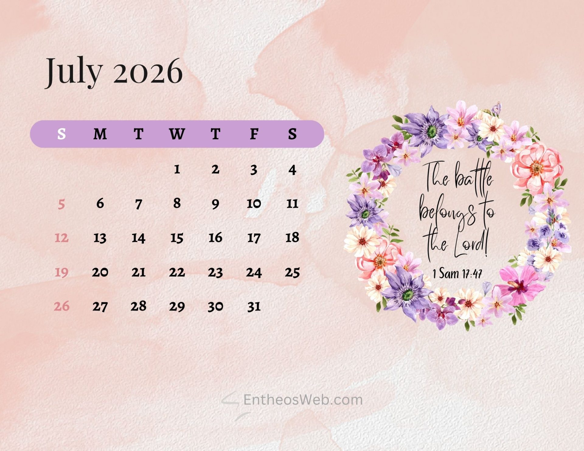 1920x1483 July 2026 Calendar Printables