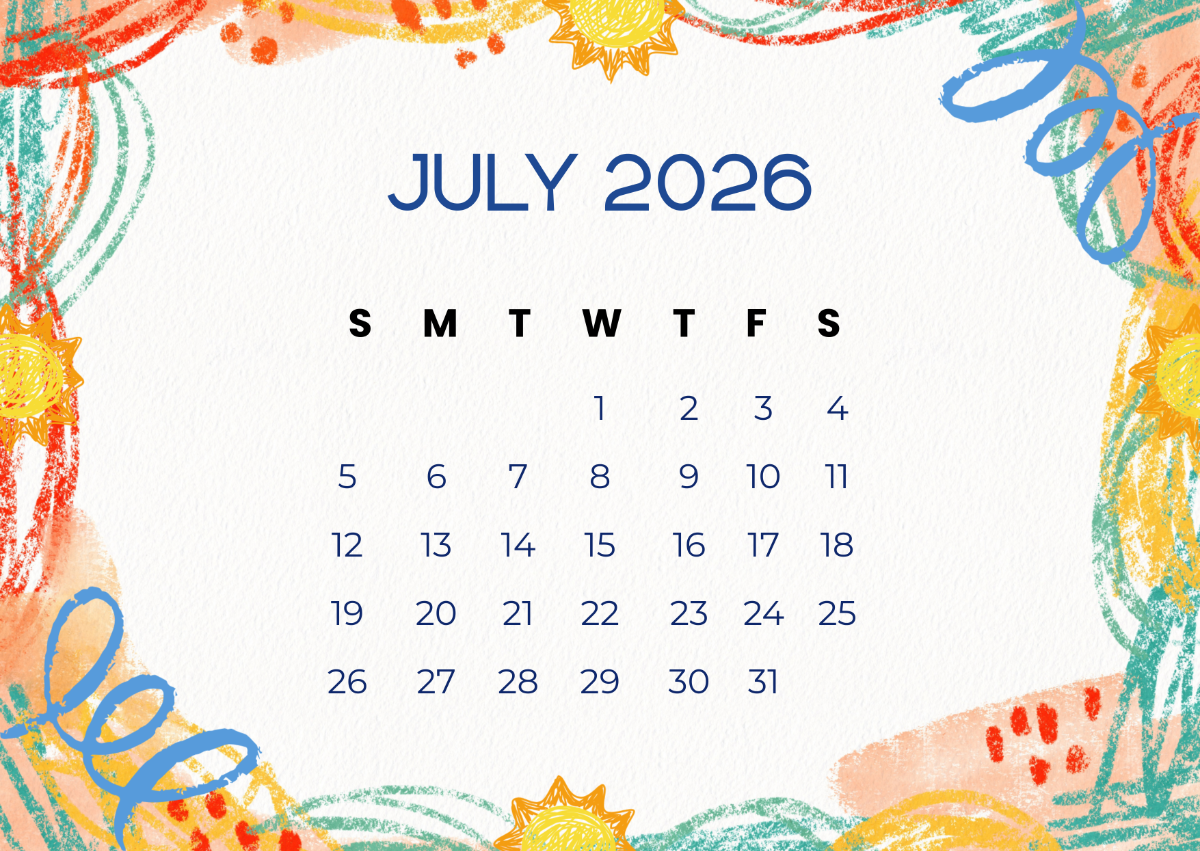 1200x851 Free Colorful Doodle July 2026 Calendar Template to Edit Online
