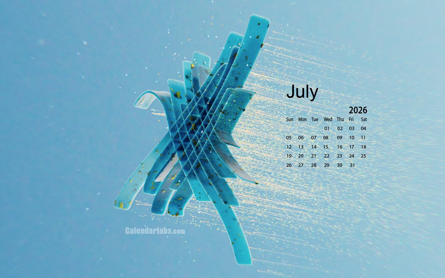 1441x900 July 2026 Desktop Wallpaper Calendar