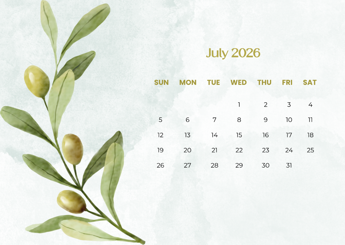 1200x851 Free July 2026 Calendar for School Template to Edit Online