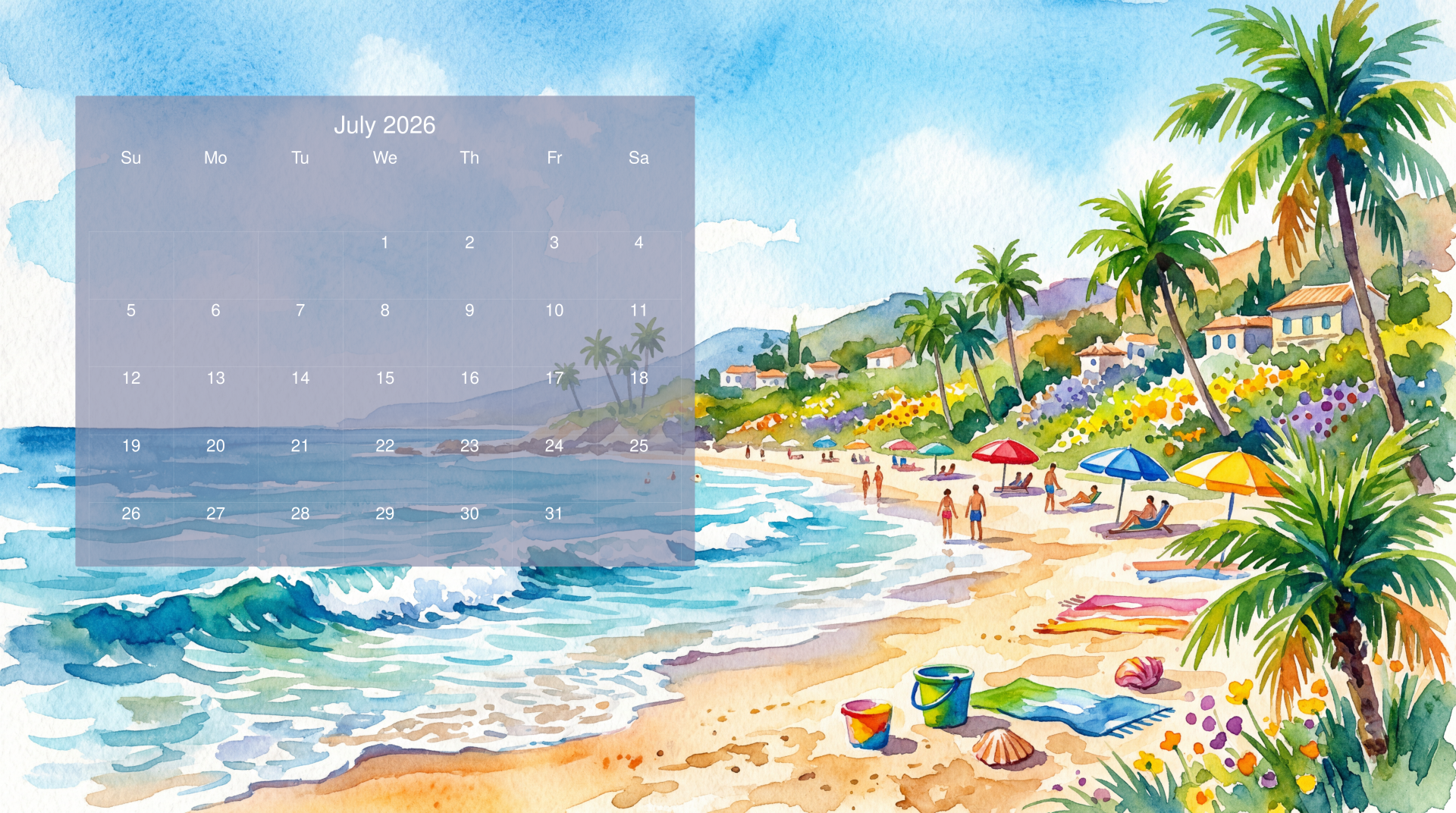 1920x1072 Download July 2026 Calendar 4k Ultra HD Wallpaper