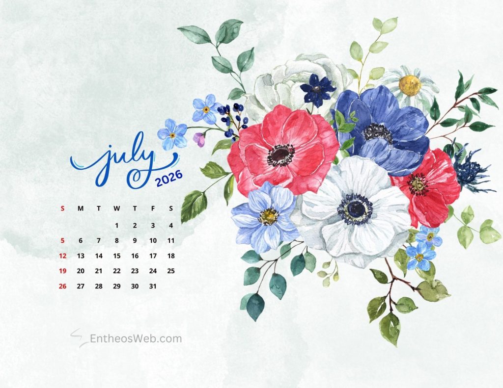 1024x791 July 2026 Calendar Printables