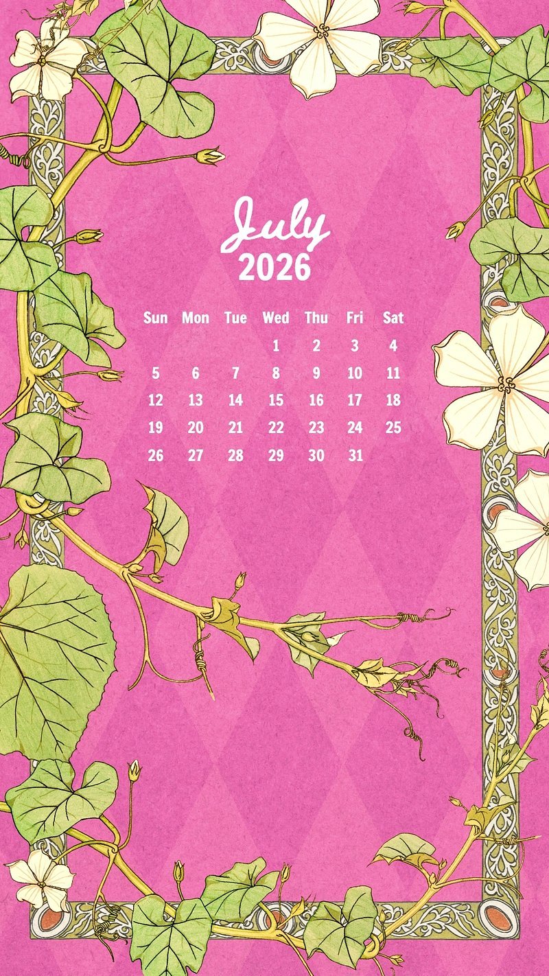 800x1422 July 2025 Calendar Image Wallpaper