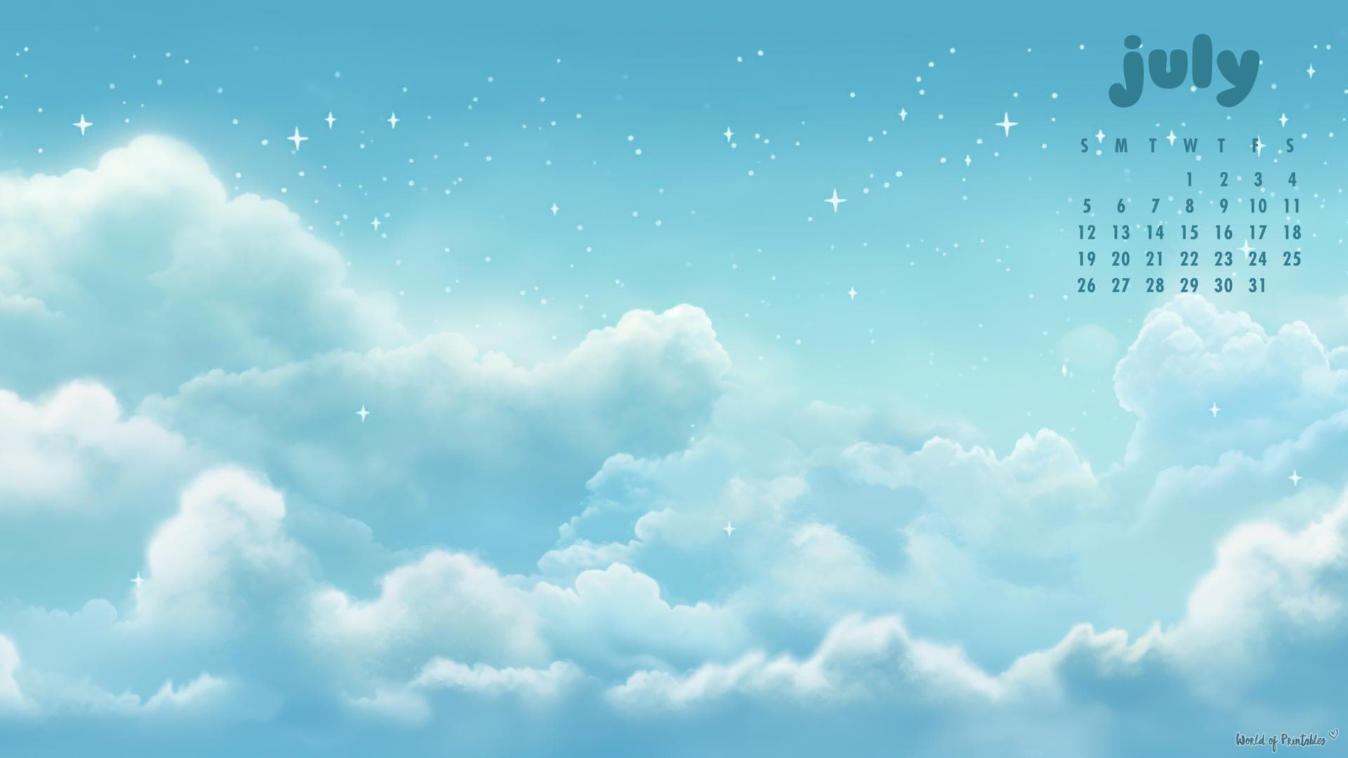 1920x1080 Free July Calendar Wallpaper