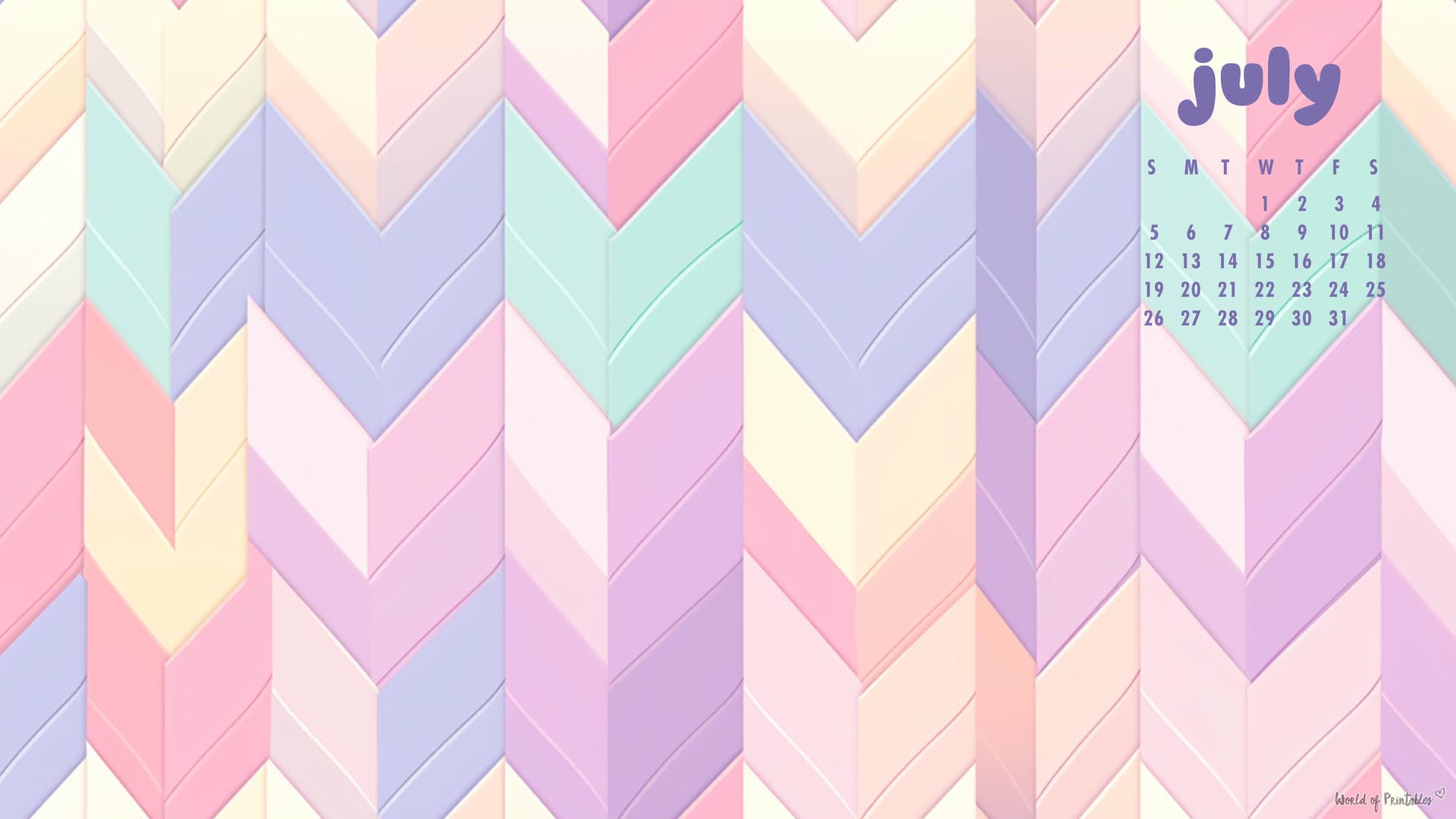 1920x1080 Free July Calendar Wallpaper