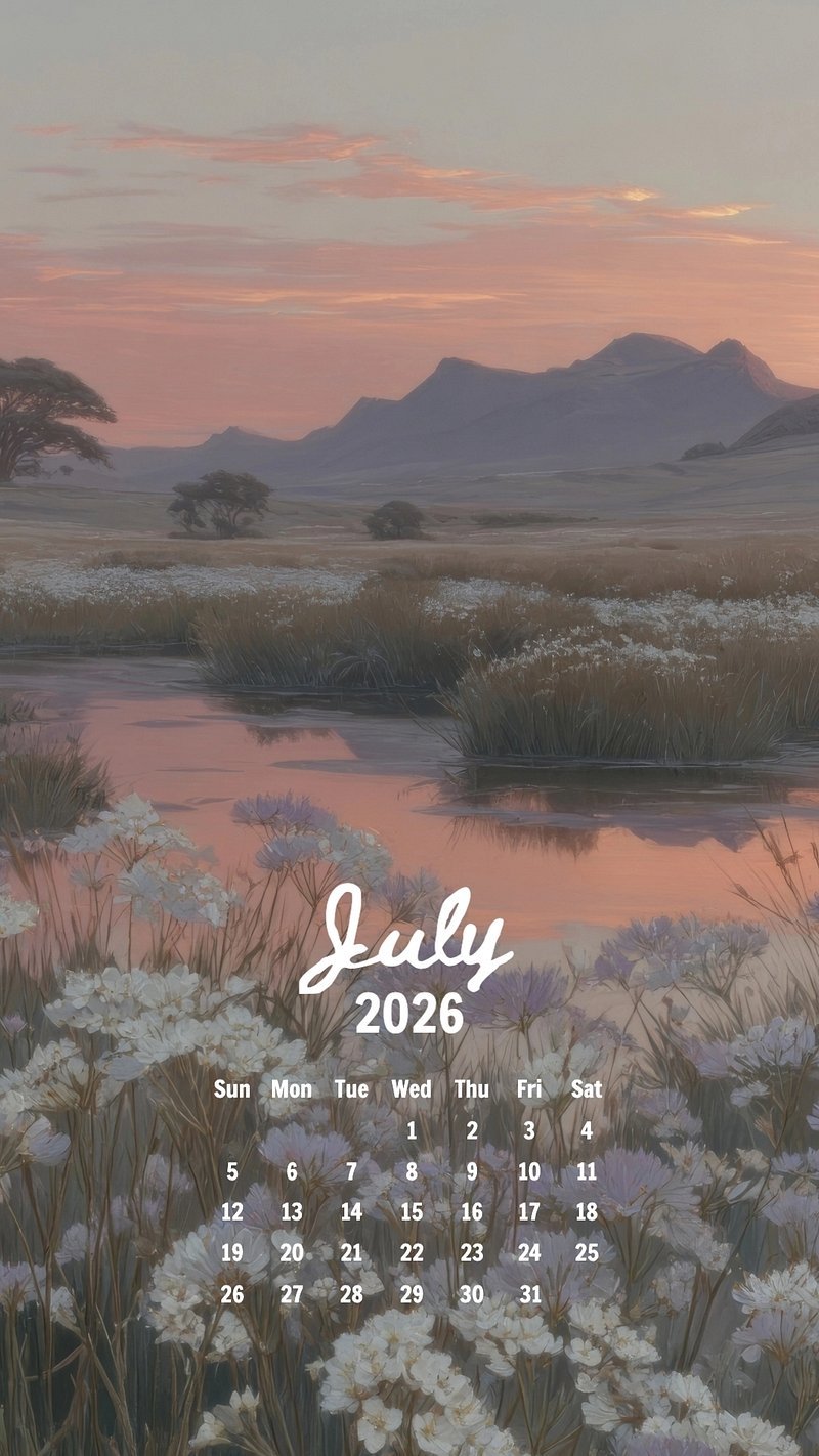 800x1422 July 2025 Calendar Image Wallpaper