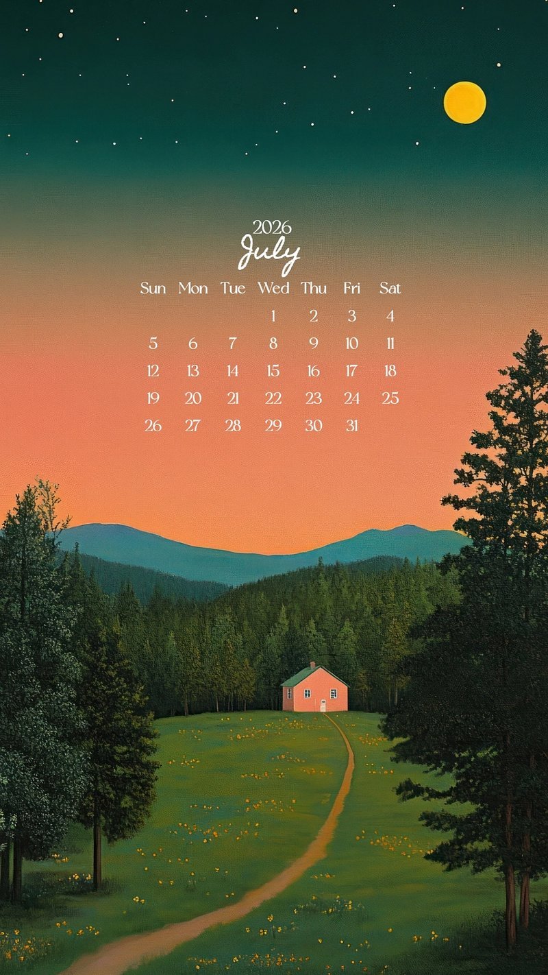 800x1422 July 2022 Calendar Wallpaper Green Image Wallpaper