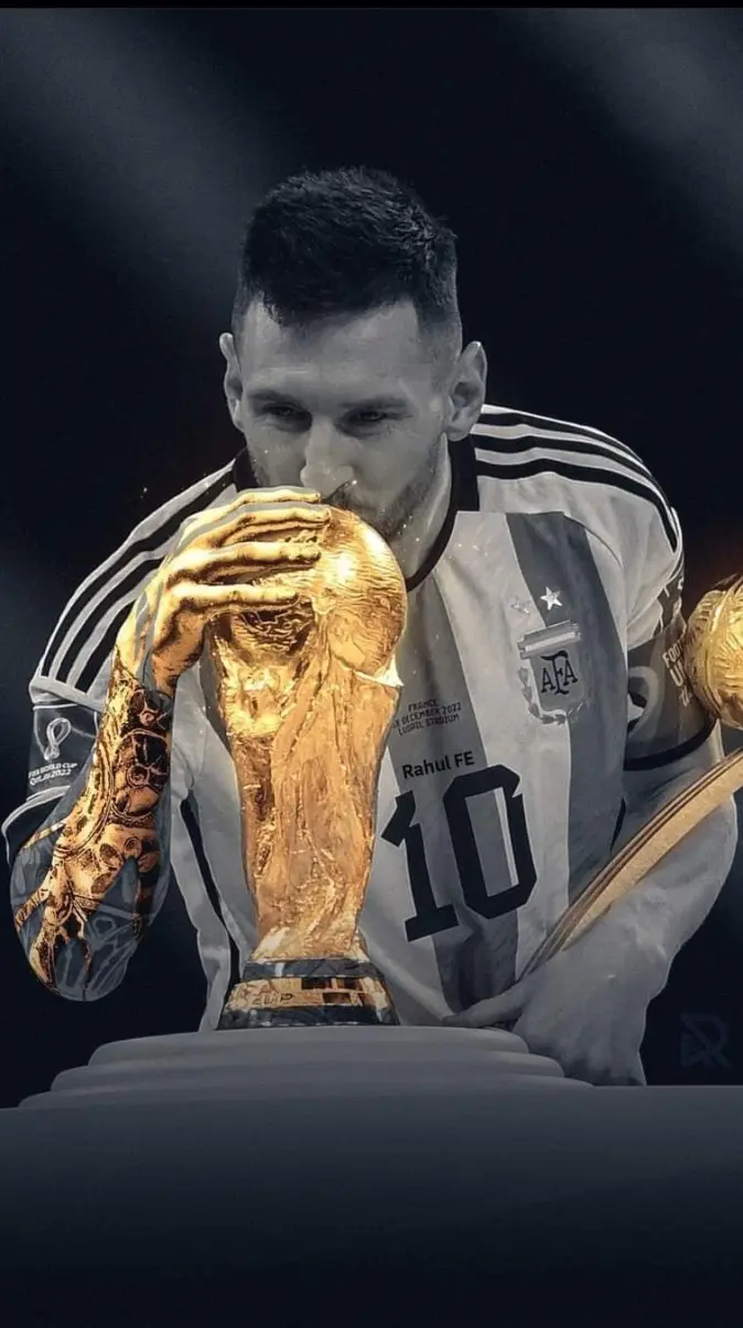 674x1205 Messi Kissing Worldcup wallpaper
