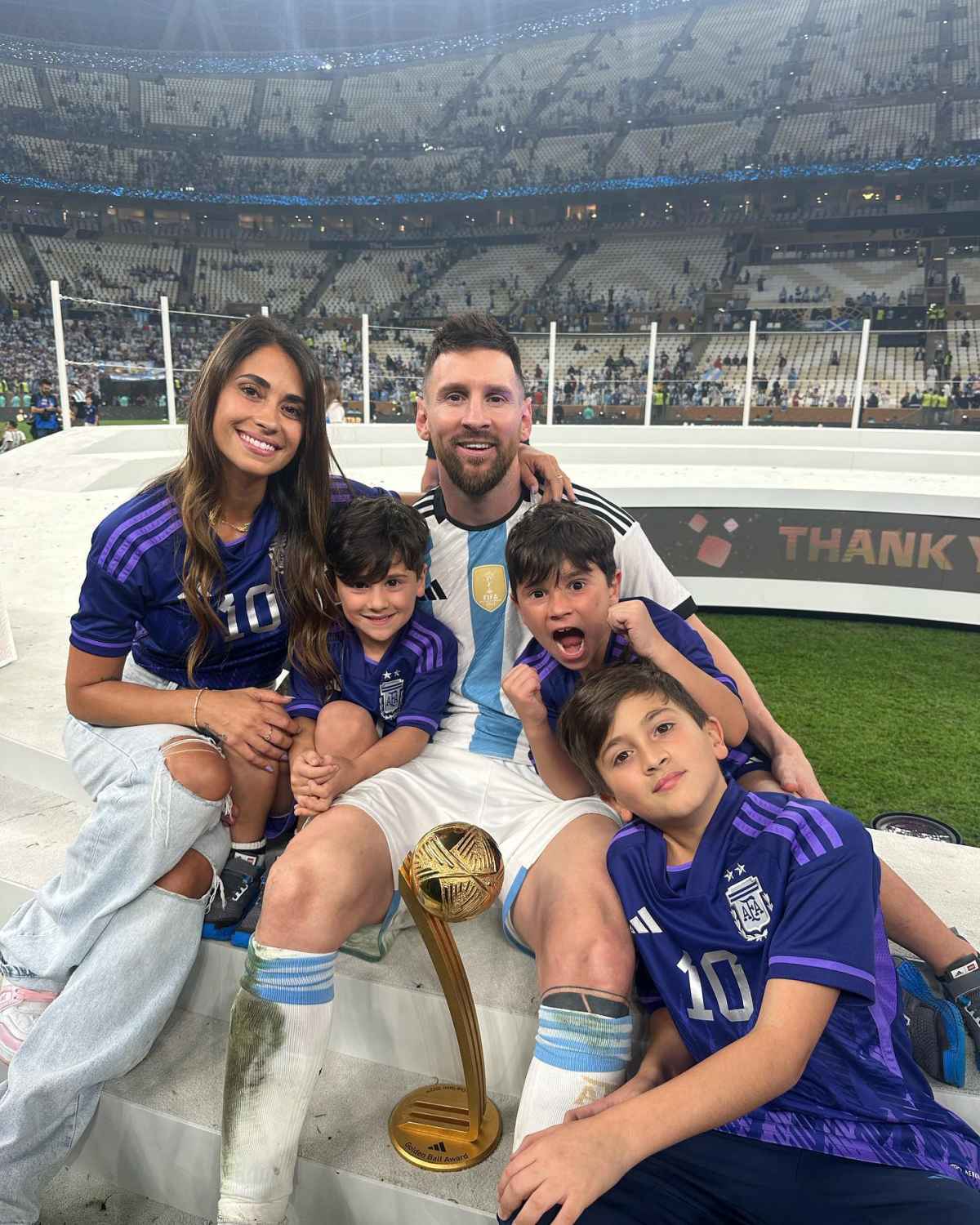 1200x1500 Lionel Messi Celebrates World Cup Win With Wife, Sons: Photo