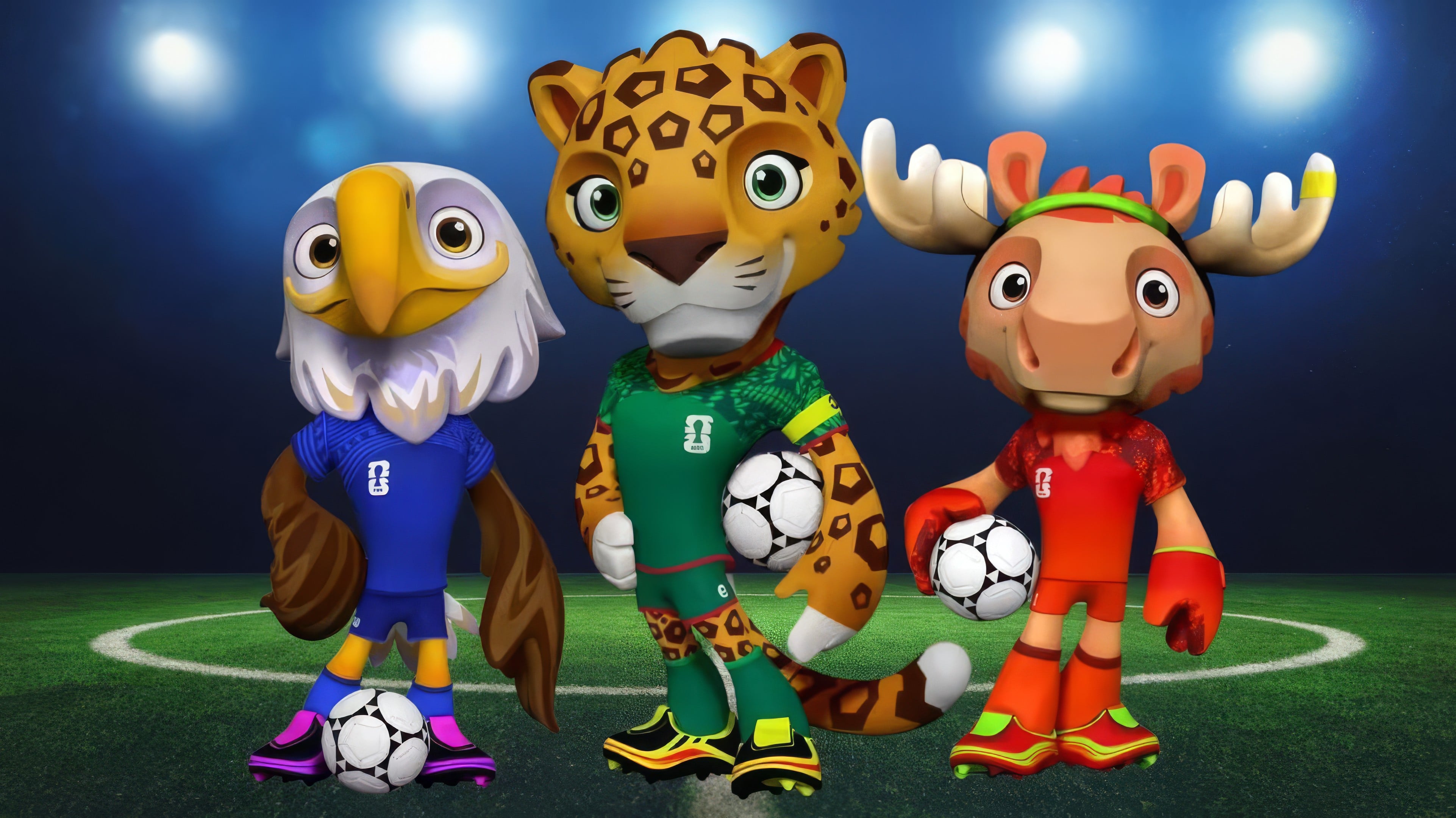 3844x2162 Mascots on the soccer field FIFA World Cup 2026 Wallpaper 4K for Desktop