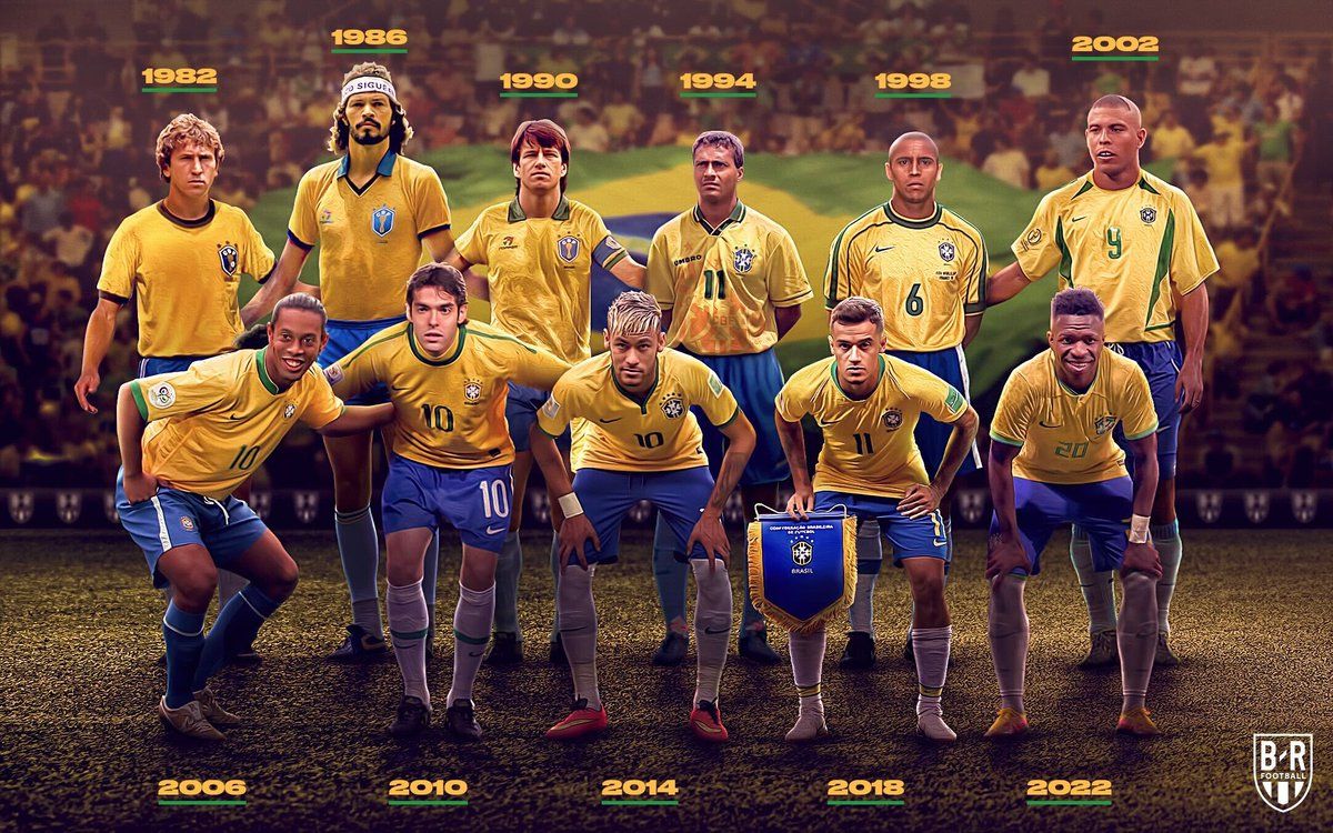 1200x750 Brazil's World Cup home kits over the years. Iconic
