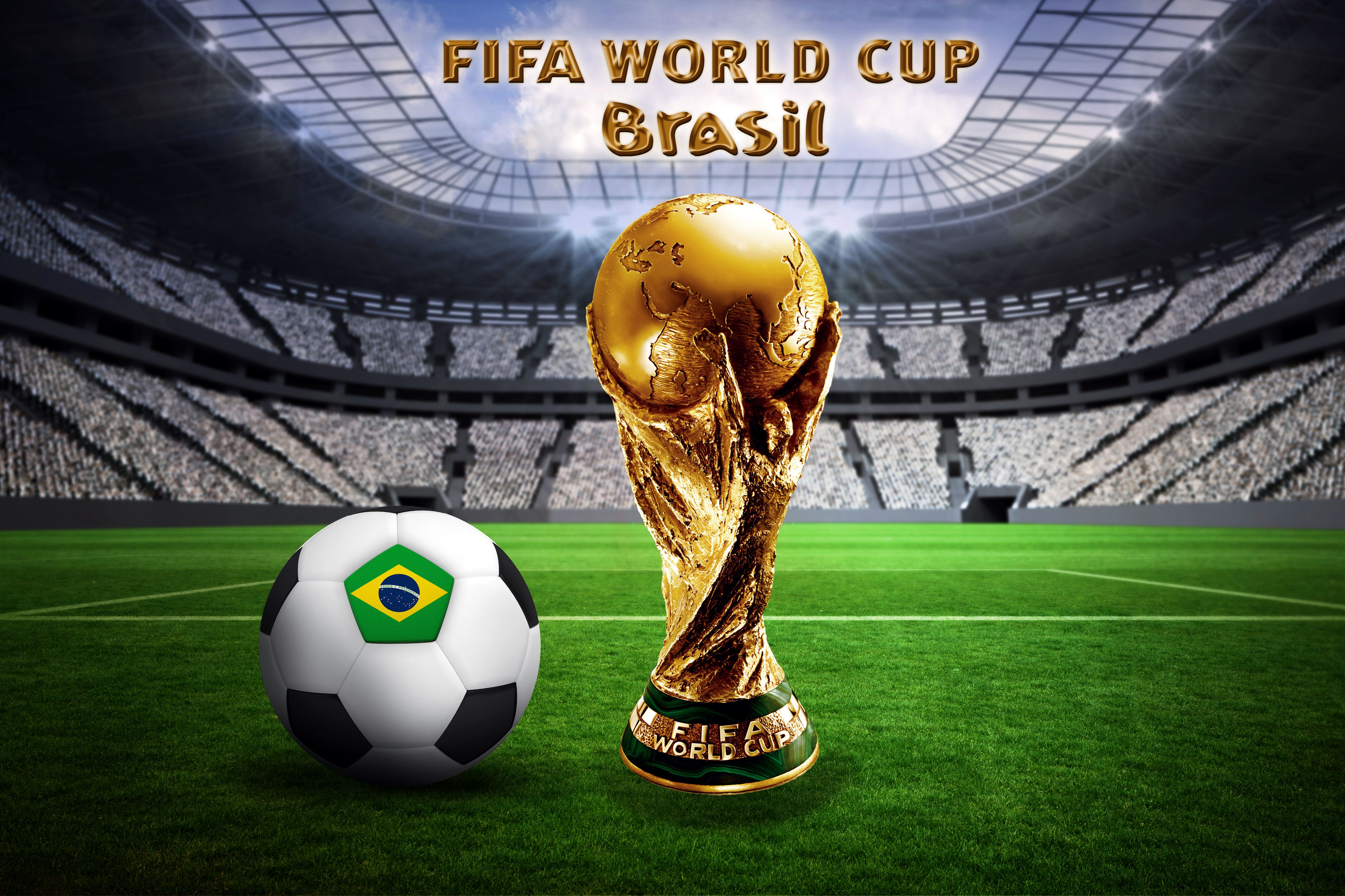 4500x3000 Wallpaper football, the ball, Brazil, stadium, football, flag, ball, world Cup for mobile and desktop, section спорт, resolution 4500x3000