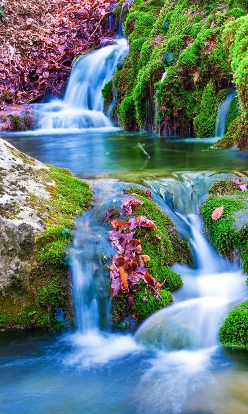 800x1333 Spring waterfall, colorful, nature, new, rocks, stream, water, HD phone wallpaper