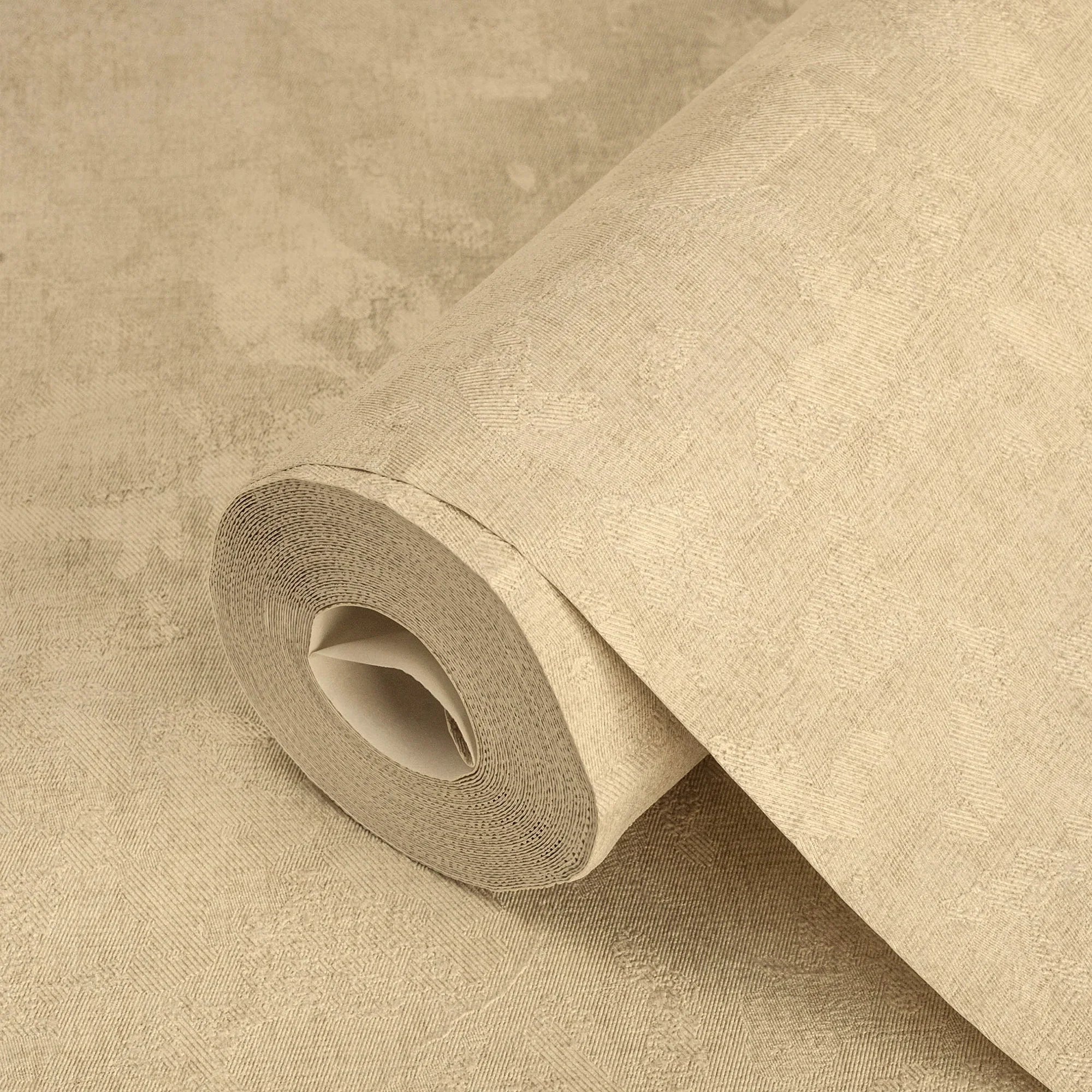 2000x2000 Modern Solid Color Embossed Textured Wallpaper, Light Beige Contempora