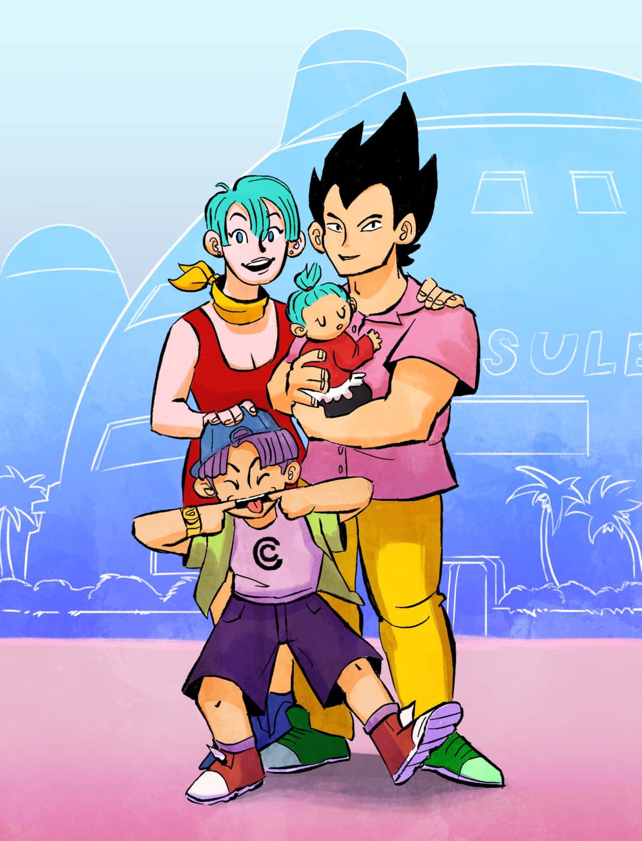 1280x1676 Download Vegeta's Family Portrait in Dragon Ball Z Wallpaper
