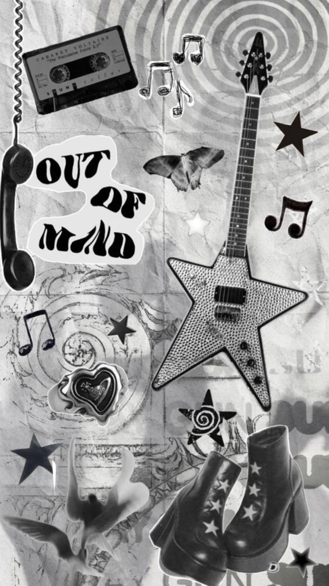 675x1200 Music Vibes Wallpaper. Black and white music collage, Creative wall art ideas, Diy music room inspiration