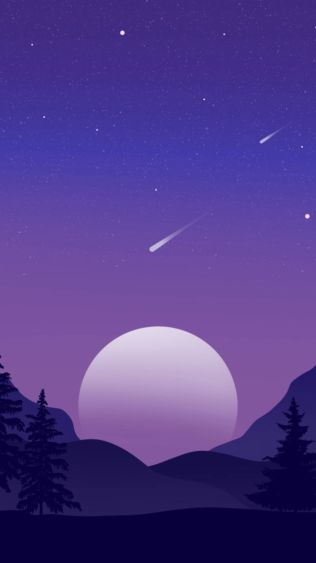 1080x1920 Download Moon On Dark Purple Night Sky Wallpaper