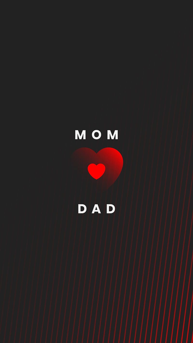 800x1422 Mom Dad Love, Dark Background, red heart, HD phone wallpaper