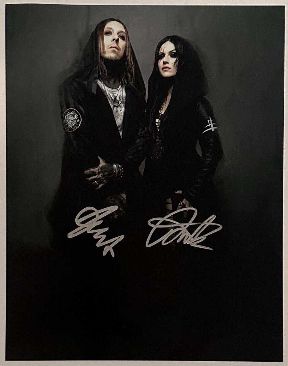944x1200 Lacuna Coil Cristina Scabbia & Andrea Ferro REAL hand SIGNED 11x14 photo COA