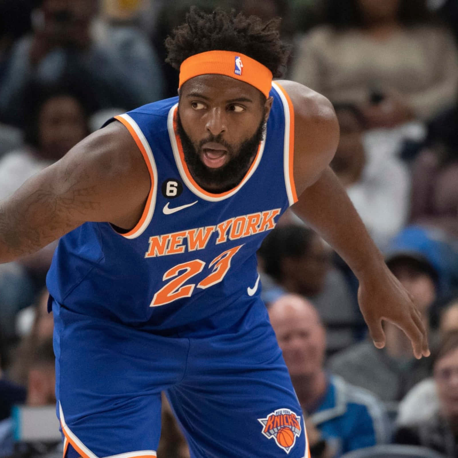 1600x1600 Download Mitchell Robinson Blue New York Knicks Jersey Wallpaper