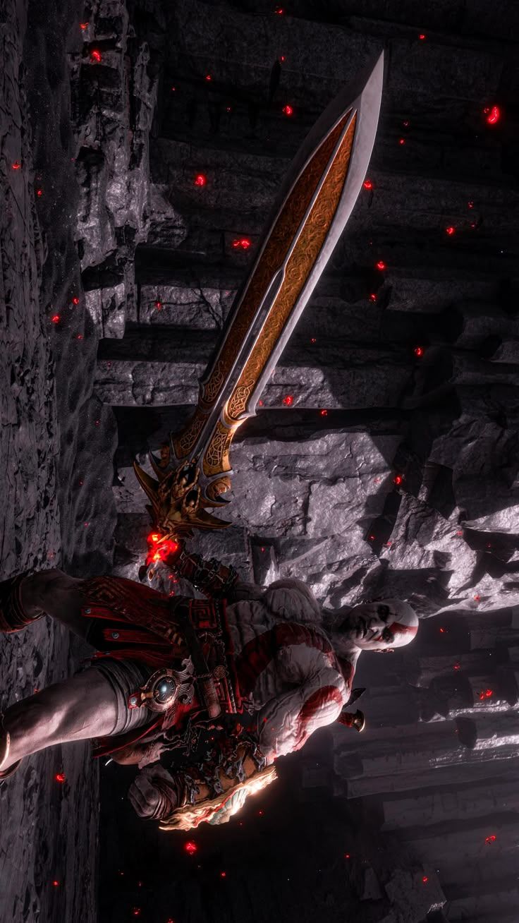 736x1308 Kratos and the blade of olympus