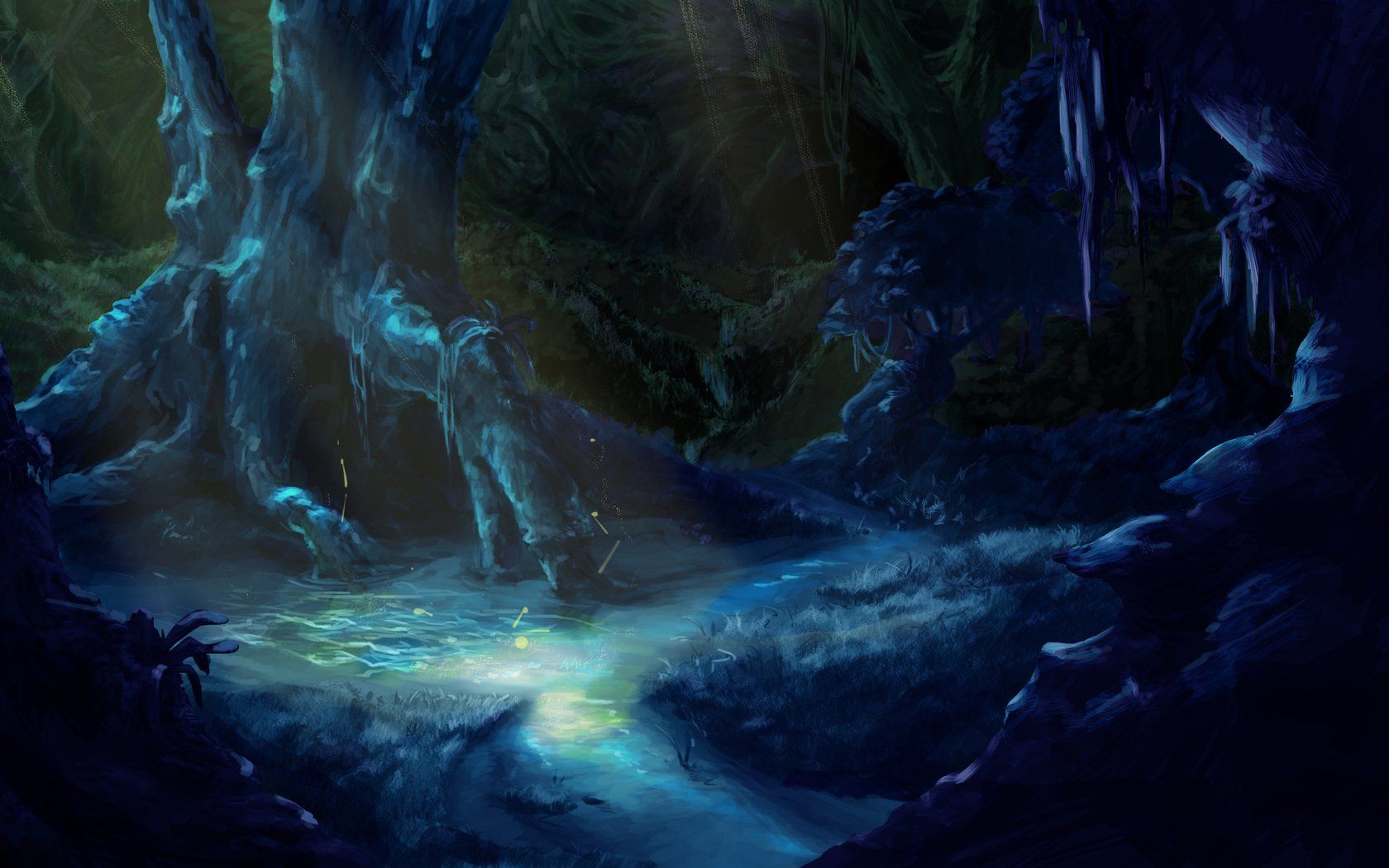1680x1050 Moonlit Crystal Grotto